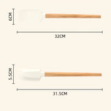 2Pcs/Set White Silicone Cream Spatula - Non-stick Pastry Blenders with Wood Handle