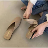 Women Mules Designer Square Toe Summer Ladies Fashion Slippers