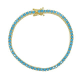 Turquoises Classic 3mm Blue Stone Tennis Charm Bangle