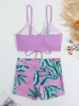 High Waist Shorts & Crop Top Swimsuit Beachwear