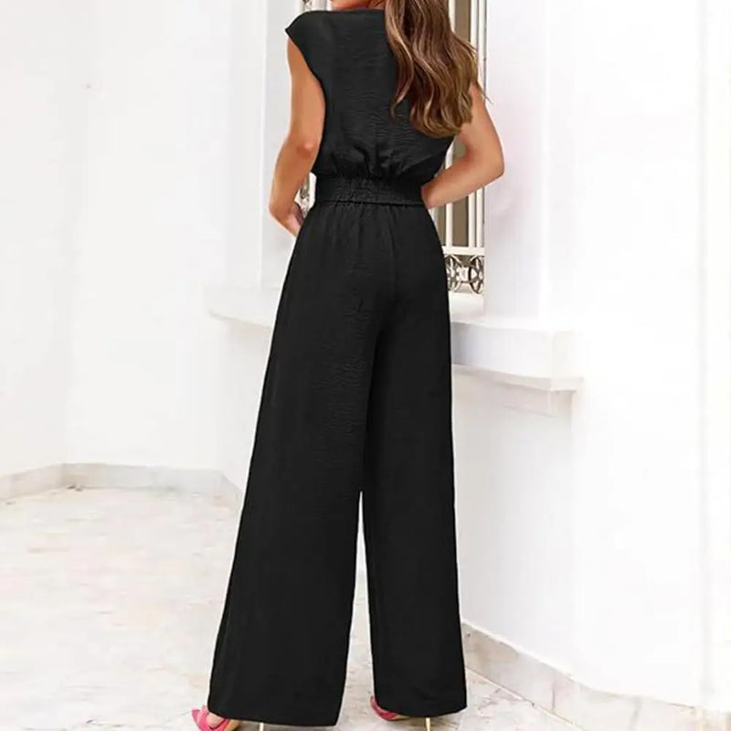 Lace-up Knot Short Sleeves High Waist Wide Leg Soft Breathable T-shirt and Trousers Set