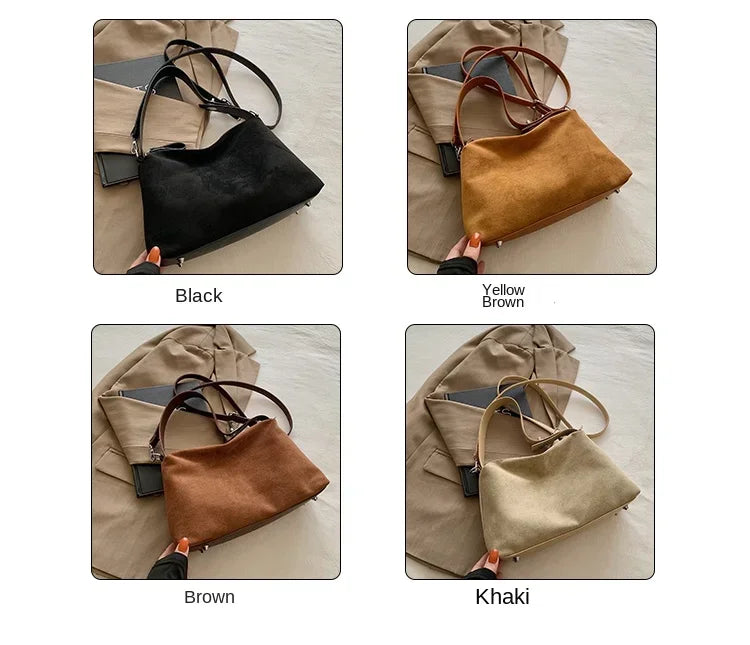 Suede Zipper Shoulder Bag