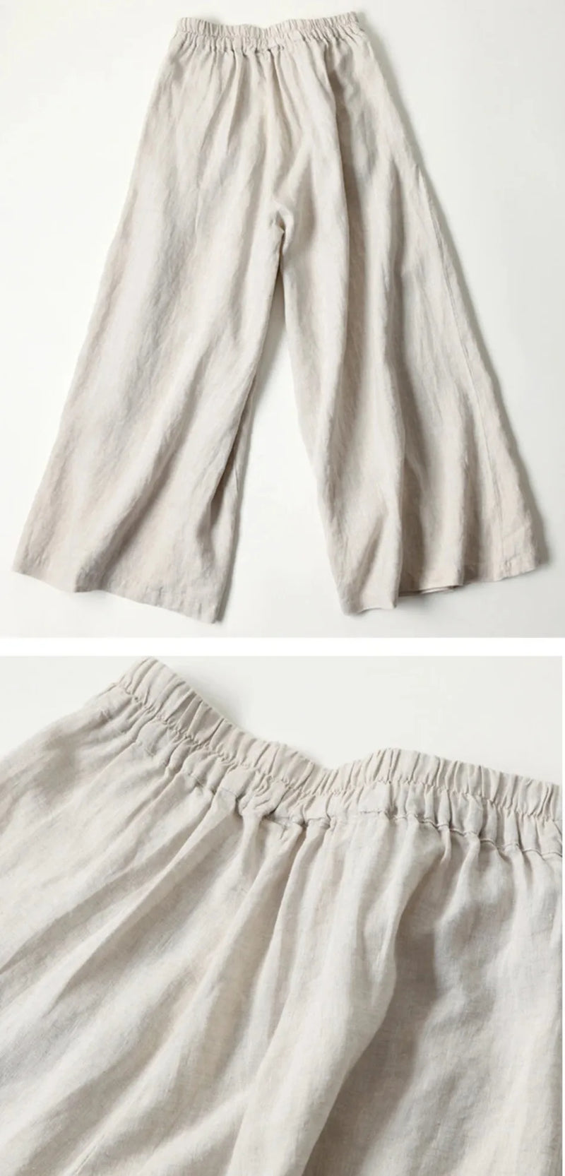 Cotton Linen Wide-Leg Pants