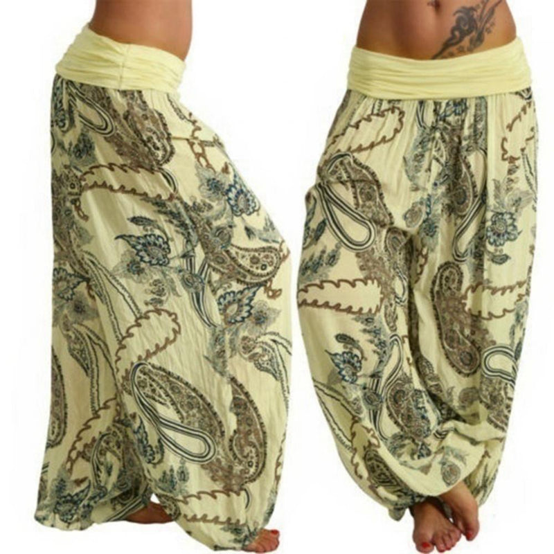 Boho Paisley Print Ankle-Tied Baggy Loose Pants