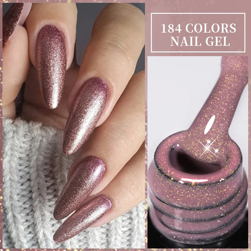 3 IN 1 Platinum Rose Gold Magnetic Gel Nail Polish - Moonlight Magnetic Gel Varnish with Glitter