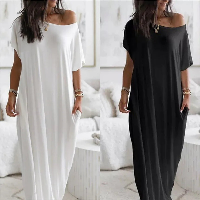 One Shoulder Bat Sleeve Casual Dress