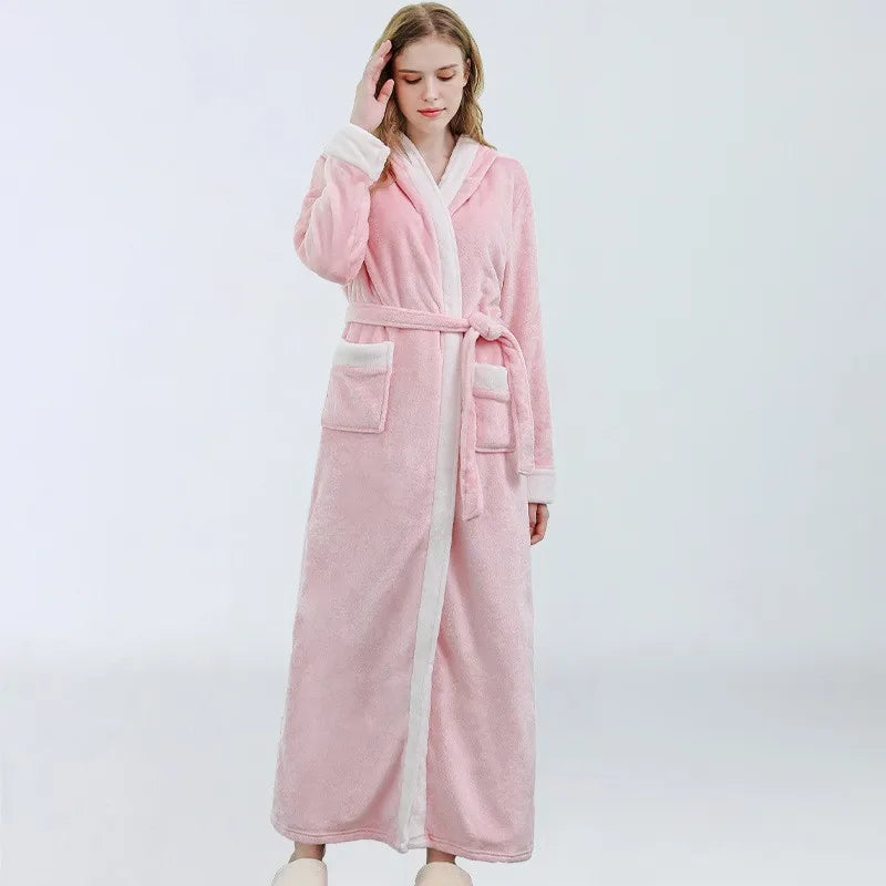 Ladies Flannel Long Thick Nightgown Robe 