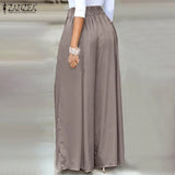 Elegant High Waist Solid Work Trousers