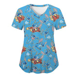 Disney's Stitch V-Neck Scrub Top – Nurse Uniform for Hospital and Surgical Scrubs