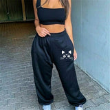 Women's Cat Printed Sweatpants – Loose Fit Joggers for Casual Fitness & Streetwear Style