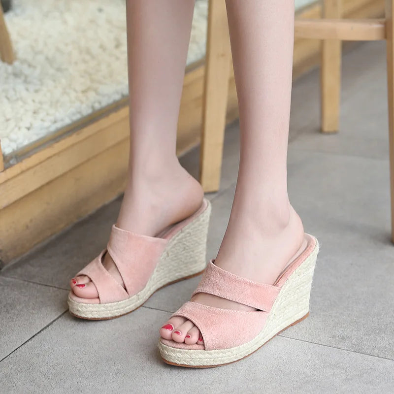 Wedge Platform Slippers - High Soft Pointed