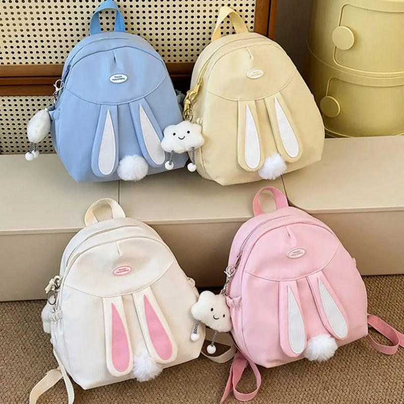 Durable Canvas Backpack with Cute Rabbit Ear Design