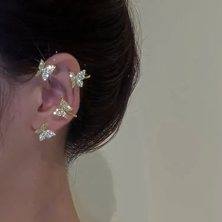 Butterfly Ear Clips Without Piercing - Sparkling Zircon Ear Cuff Clip