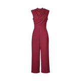 Solid Color Sleeveless Swing Neck One-Piece Jumpsuit