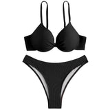 Adjustable Shoulder Strap Push-Up Bikini Set