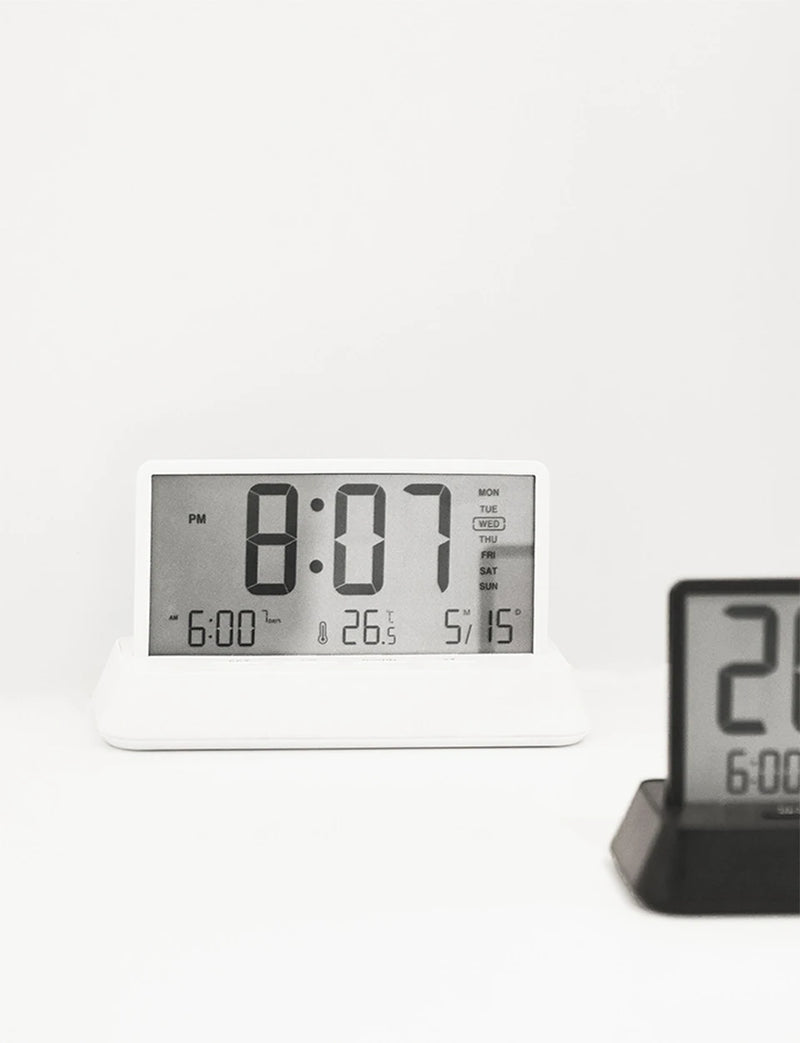 Digital Alarm Clock - Transparent Electronic Desk Clock with Date, Temp, and Large Display Screen