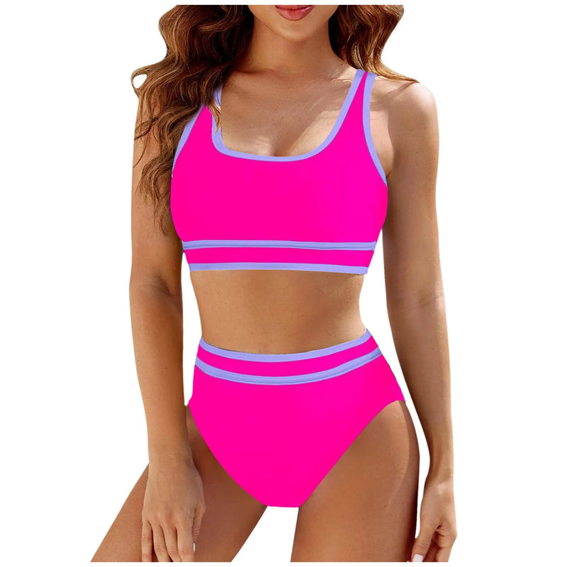 Sporty Two Piece Swimsuit - Athletic Beachwear