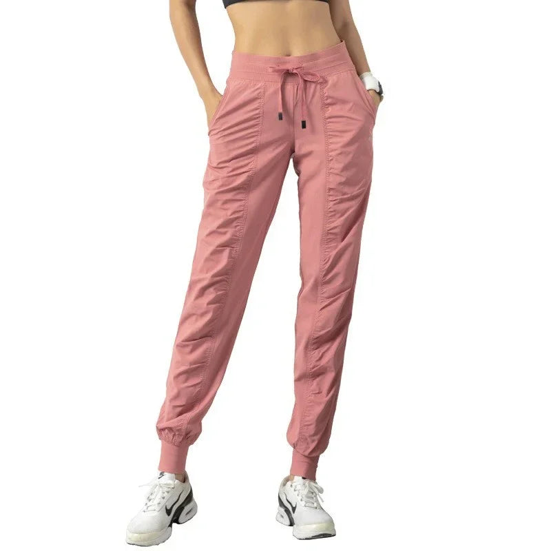 Fabric Drawstring Sporty Joggers