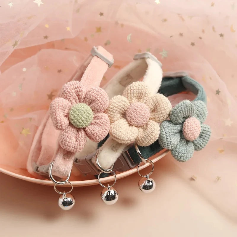 Adjustable Buckle Cat Collar with Cute Flower