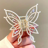 Sweet Pearl Rhinestones Butterfly Hair Clip