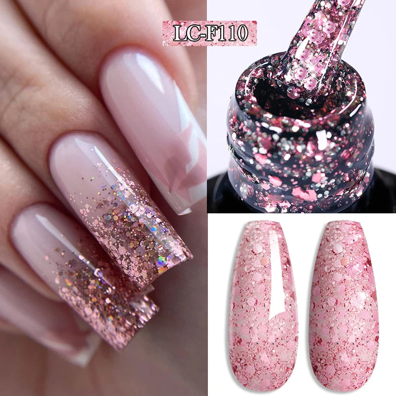 3 IN 1 Platinum Rose Gold Magnetic Gel Nail Polish - Moonlight Magnetic Gel Varnish with Glitter