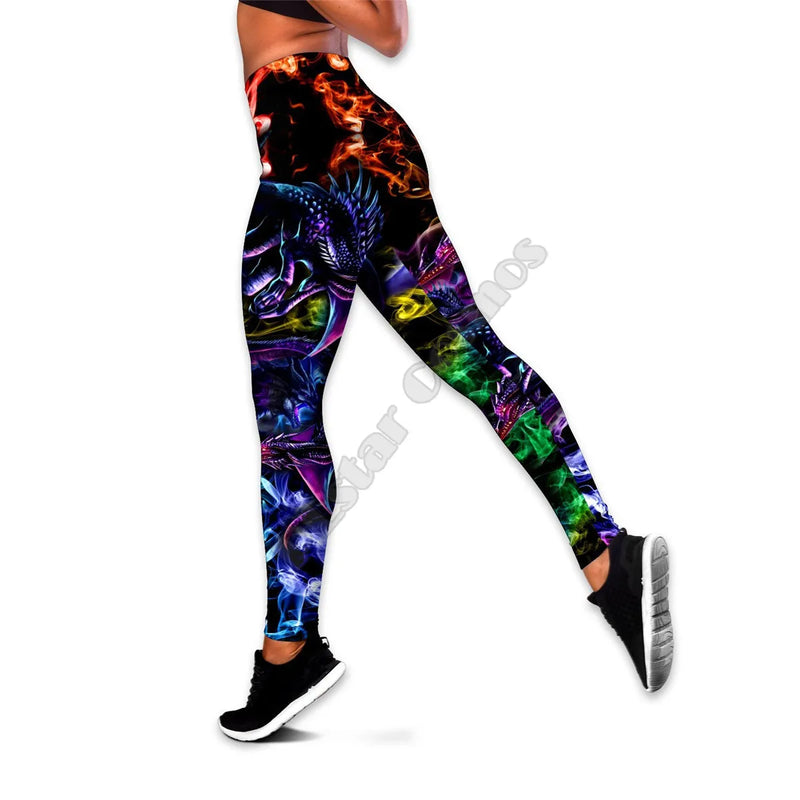 Gothic Dragon 3D Printed Tank Top+Legging Yoga Set