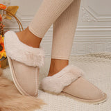 Faux Suede Winter Home Fur Slippers for Women