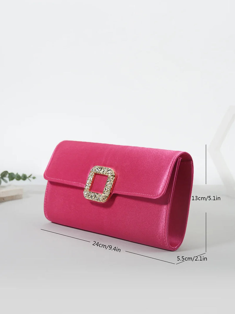 Rhinestone Square Buckle Dinner Bag