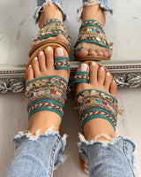 Ethnic Boho Style Toe Ring Slippers