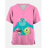 Disney's Monster Power Company Print Medical Scrub Top