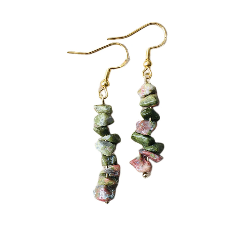 Natural Tumbled Stone Dangle Earrings