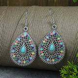 Ethnic Vintage Boho Creative Geometric Silver Color Dangle Earrings