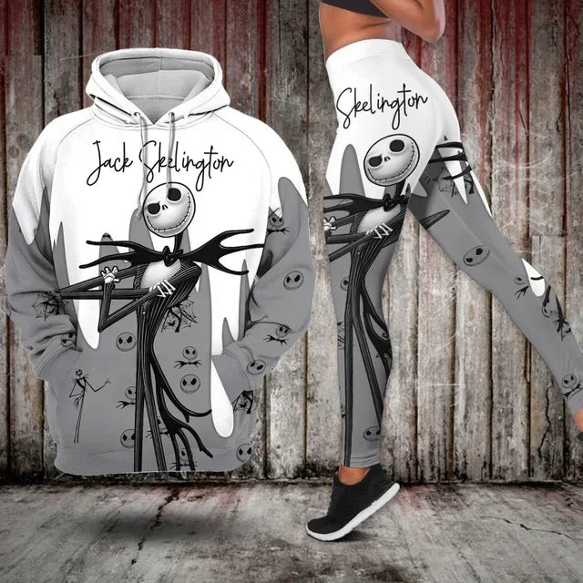 Nightmare Jack Skellington Hoodie and Leggings Yoga Pants Set