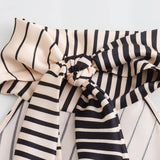 Fashion Stripe Print Hanging Neck Collar Long Dress