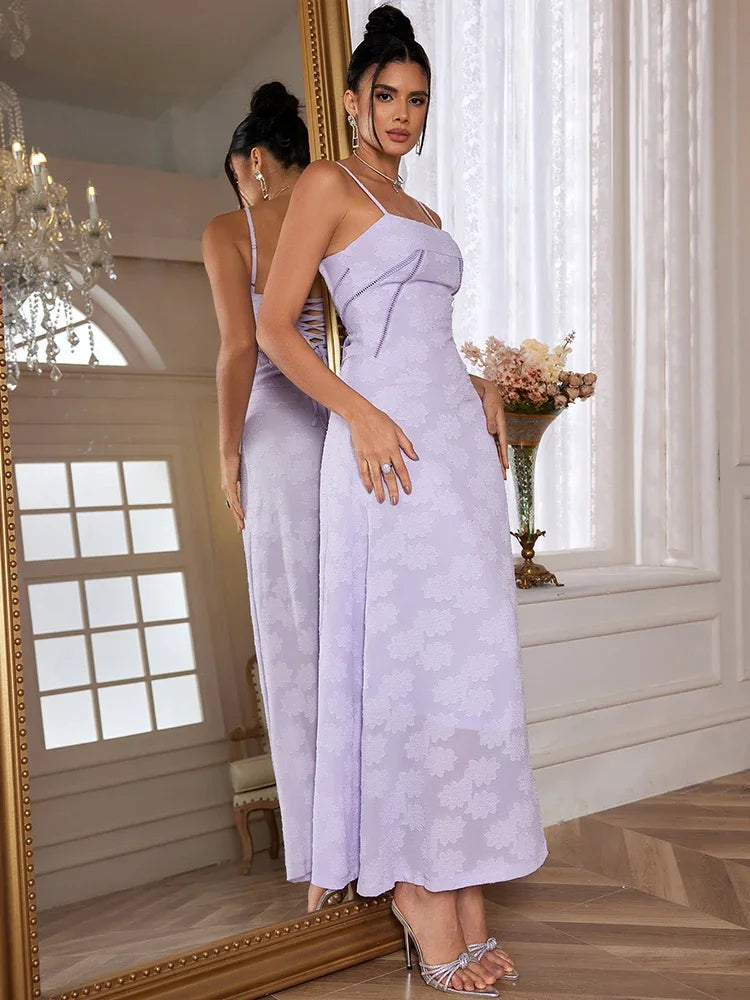 Purple Spaghetti Strap Dress - Elegant Maxi Dress