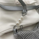 Luxury Evening Bag with Silver Rhinestones