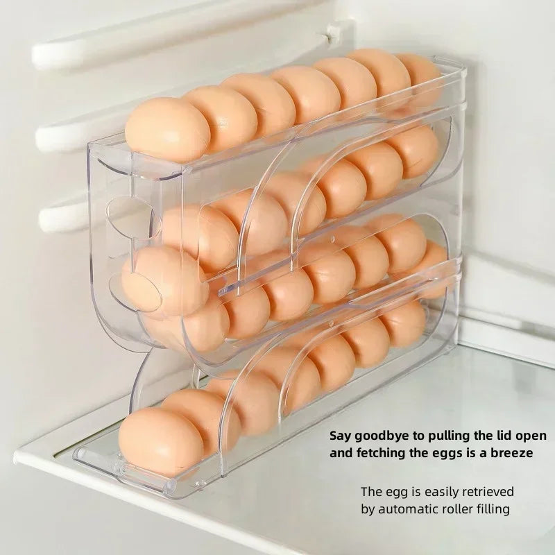 4-Tier Automatic Rolling Egg Holder for Fridge