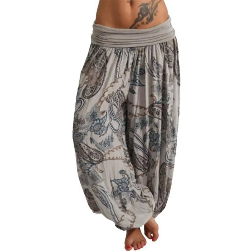 Boho Paisley Print Ankle-Tied Baggy Loose Pants