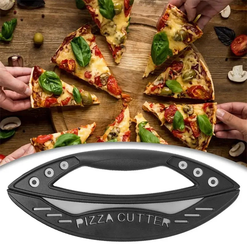 Semi-Circular Pizza Cutter with Protective Cover