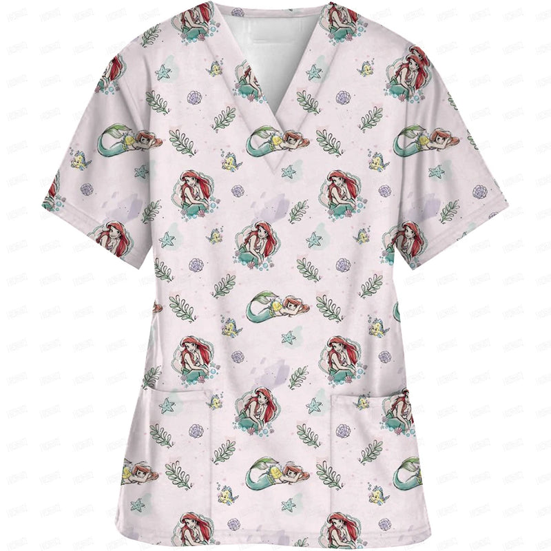 Disney Princess Printed Medical Scrubs