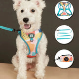 3Pcs/Set Cute Print Adjustable Luxury Design Pet Harness & Leashes