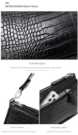 Genuine Leather Crocodile Pattern Satchel