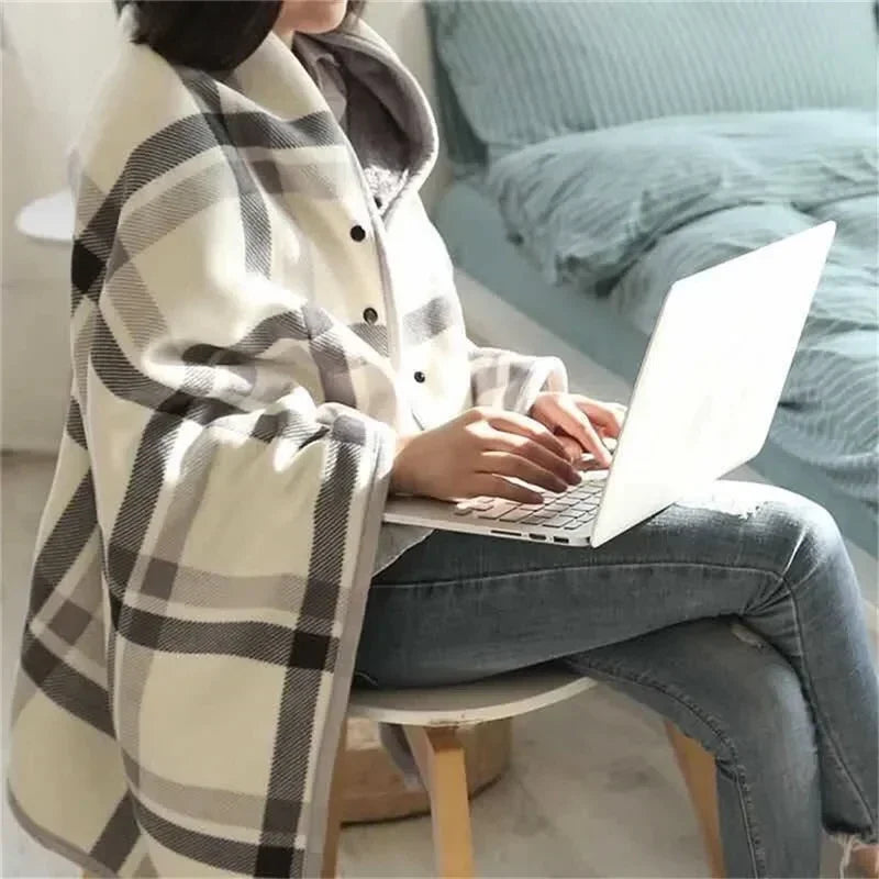 Thick Plaid Blanket – Warm Winter Wearable Blanket