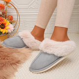 Faux Suede Winter Home Fur Slippers for Women