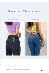 Peach Hip Slim High Waist Pencil Denim