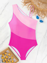 Pink One Shoulder One Piece Swimwear