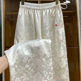 French Silk Satin Jacquard Pants