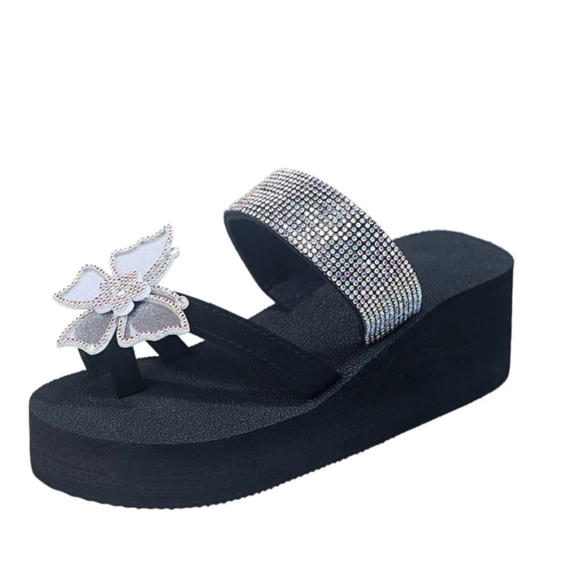 Rhinestone Butterfly Bohemian Style Casual Beach Wedges