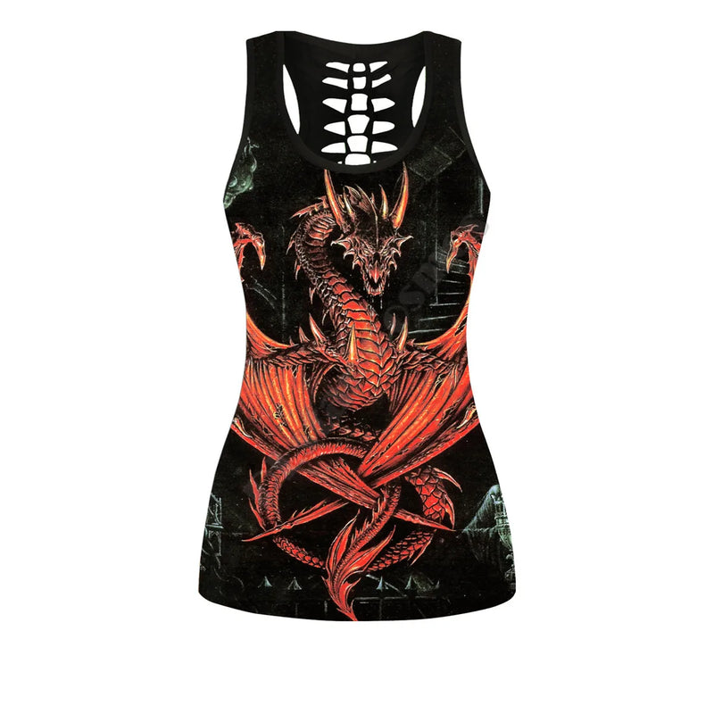 Gothic Dragon 3D Printed Tank Top+Legging Yoga Set