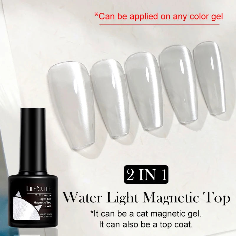 3 IN 1 Platinum Rose Gold Magnetic Gel Nail Polish - Moonlight Magnetic Gel Varnish with Glitter